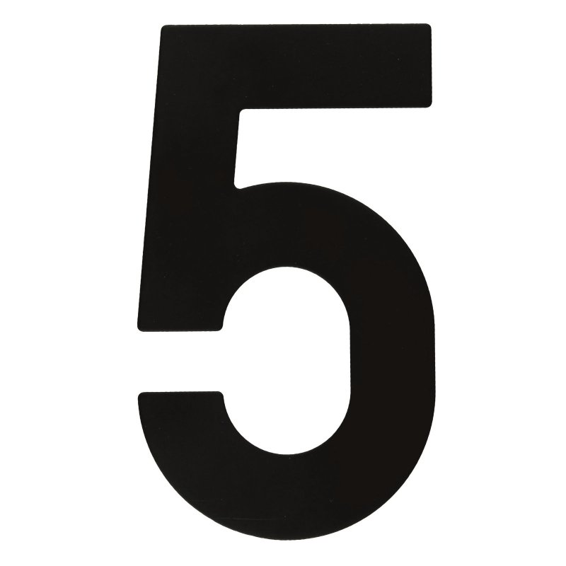 HUISNUMMER PLAT 5 ZWART STRUCTUUR UV