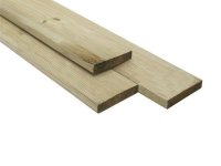 Vuren balkon-terras plank 27x145mm/opgerond/2-z glad/groen autoclaaf(2117698)