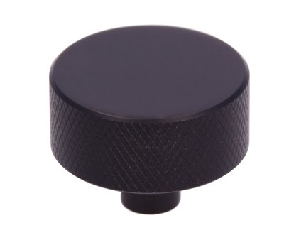 KNOP 33 MM ALU / GERIBBELD MAT ZWART