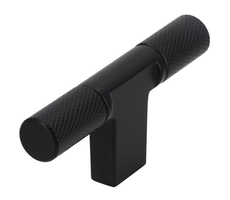 T-KNOP 72 MM GERIBBELD MAT ZWART