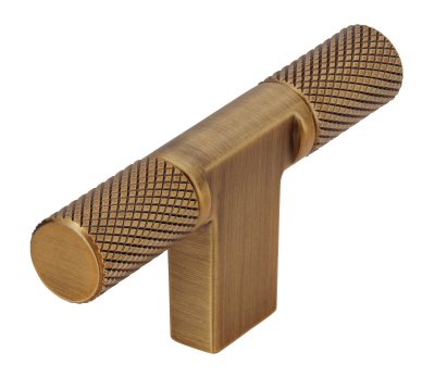 T-KNOP 72 MM GERIBBELD ANTIEK MESSING GEBORSTELD