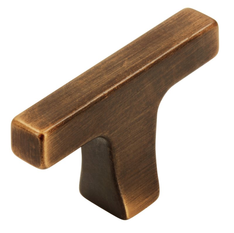 T-KNOP TROMPET 48 MM ANTIEK MESSING GEBORSTELD