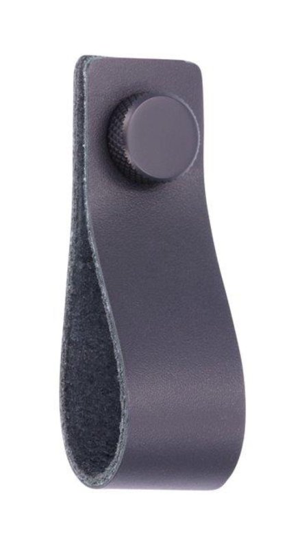 LEDER LUSGREEP ZWART / ZWART KNOPJE