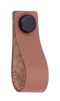 LEDER LUSGREEP BRUIN /ZWART KNOPJE