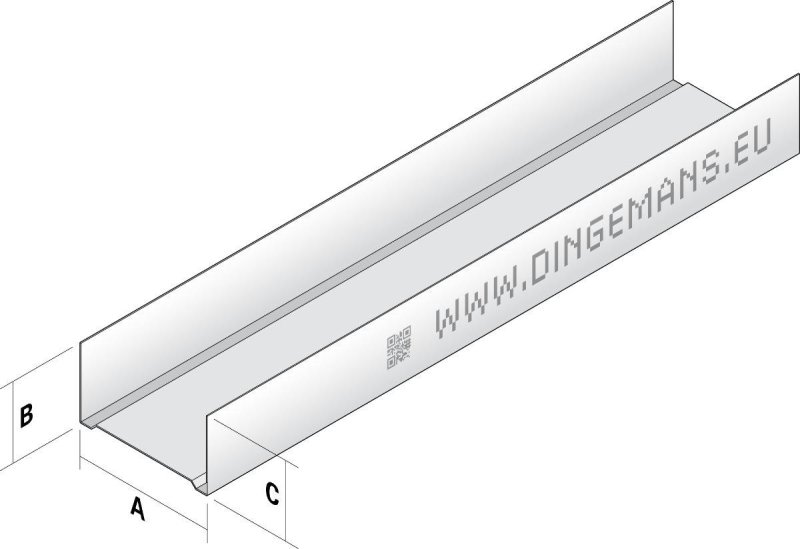 METALSTUD 75 mm HORIZONTAAL 4,00 m UW 75/40/0.6 mm