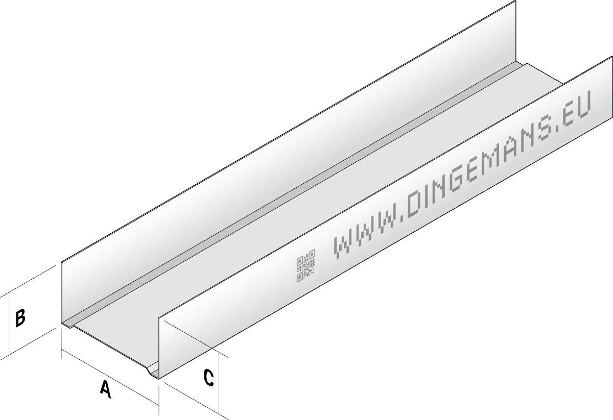 METALSTUD 75 mm HORIZONTAAL 4,00 m UW 75/40/0.6 mm
